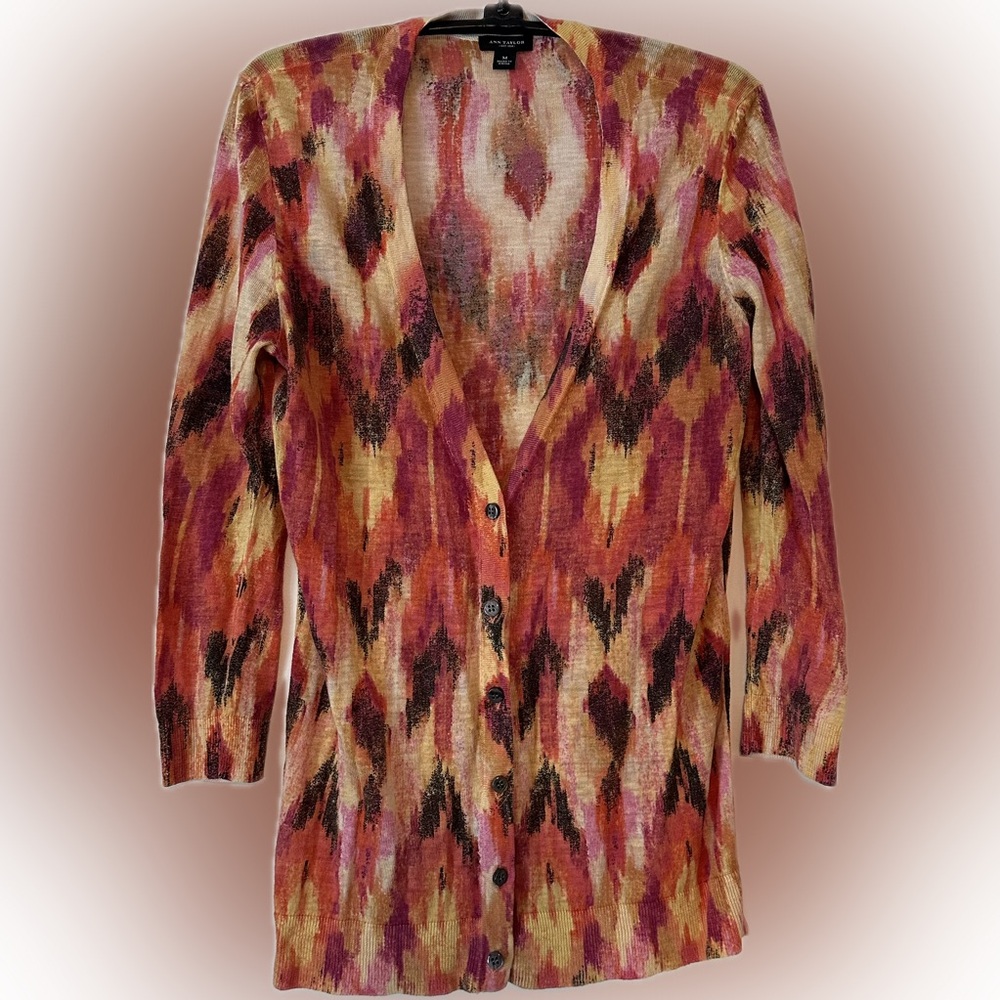Ann Taylor Vibrant, 3/4 Sleeve Light Weight Knit Cardigan - size M